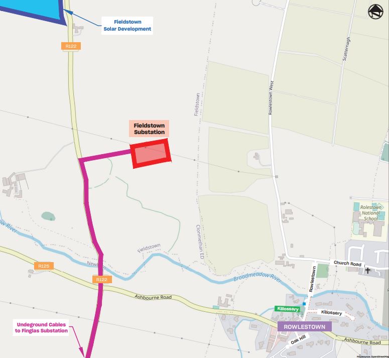 Map of proposed Fieldstown 110 kV Substation